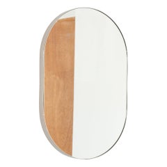 Capsula Capsule Shaped Bespoke Modern Mirror, Nickel Plated Frame, Medium