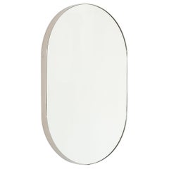 Capsula Pill Shaped Contemporary Mirror with Nickel Plated Frame, Large