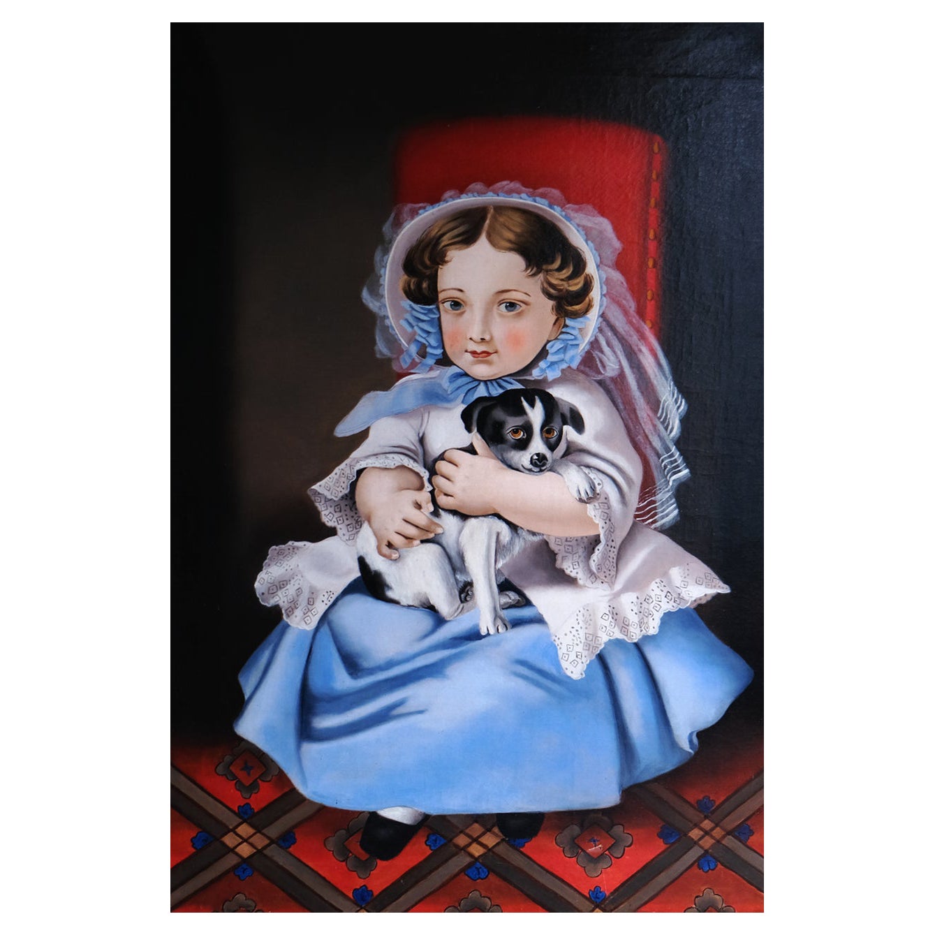 Portrait d'une fille, école provinciale, 20e siècle, huile sur toile
