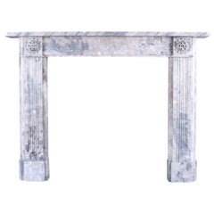 Antique Double-Slip Georgian Carved Fireplace in Italian Grey Bardiglio Marble
