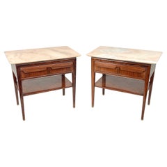 Pair of Bedside Tables Wood and Marble by Vittorio Dassi, Italy 1950s