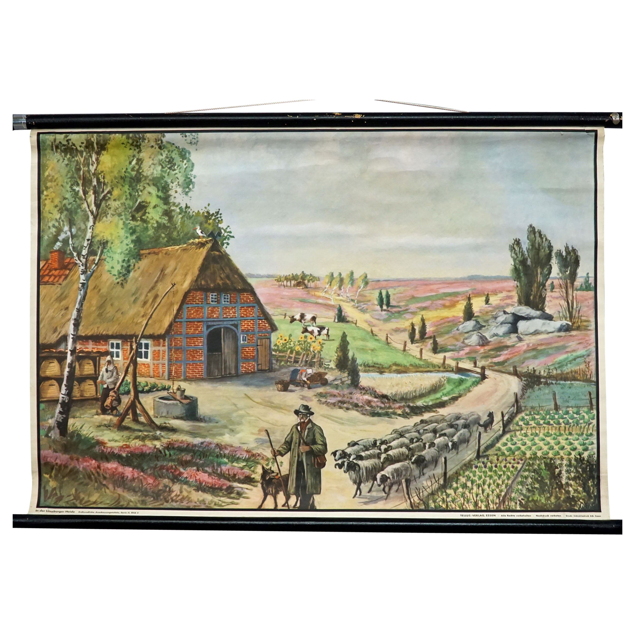Heathlands Cottage Vintage-Wandplakat „Landschaftssssszene“ im Angebot