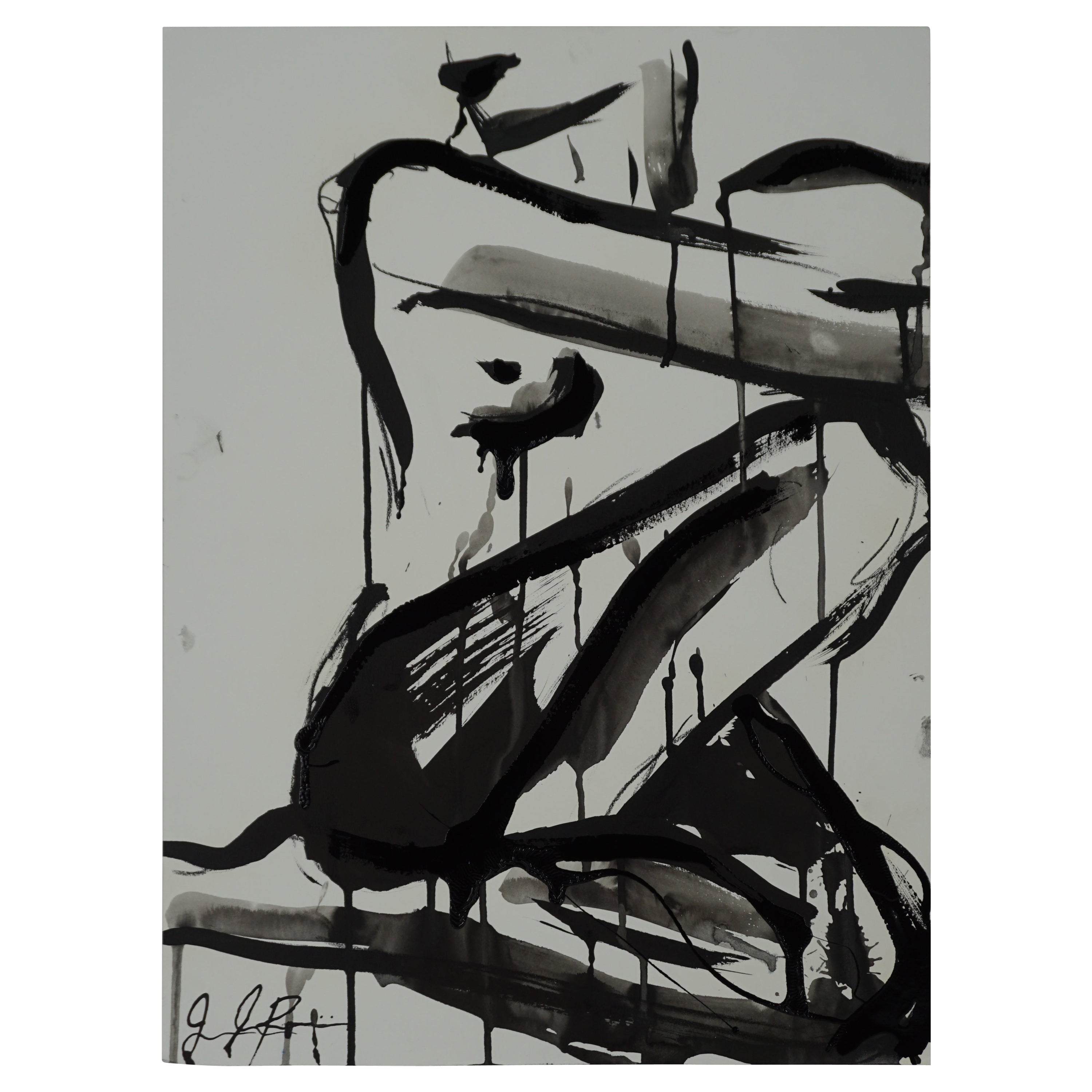 Pittura di nudo di Jenna Snyder-Phillips, Disegno a inchiostro nero su carta, senza cornice