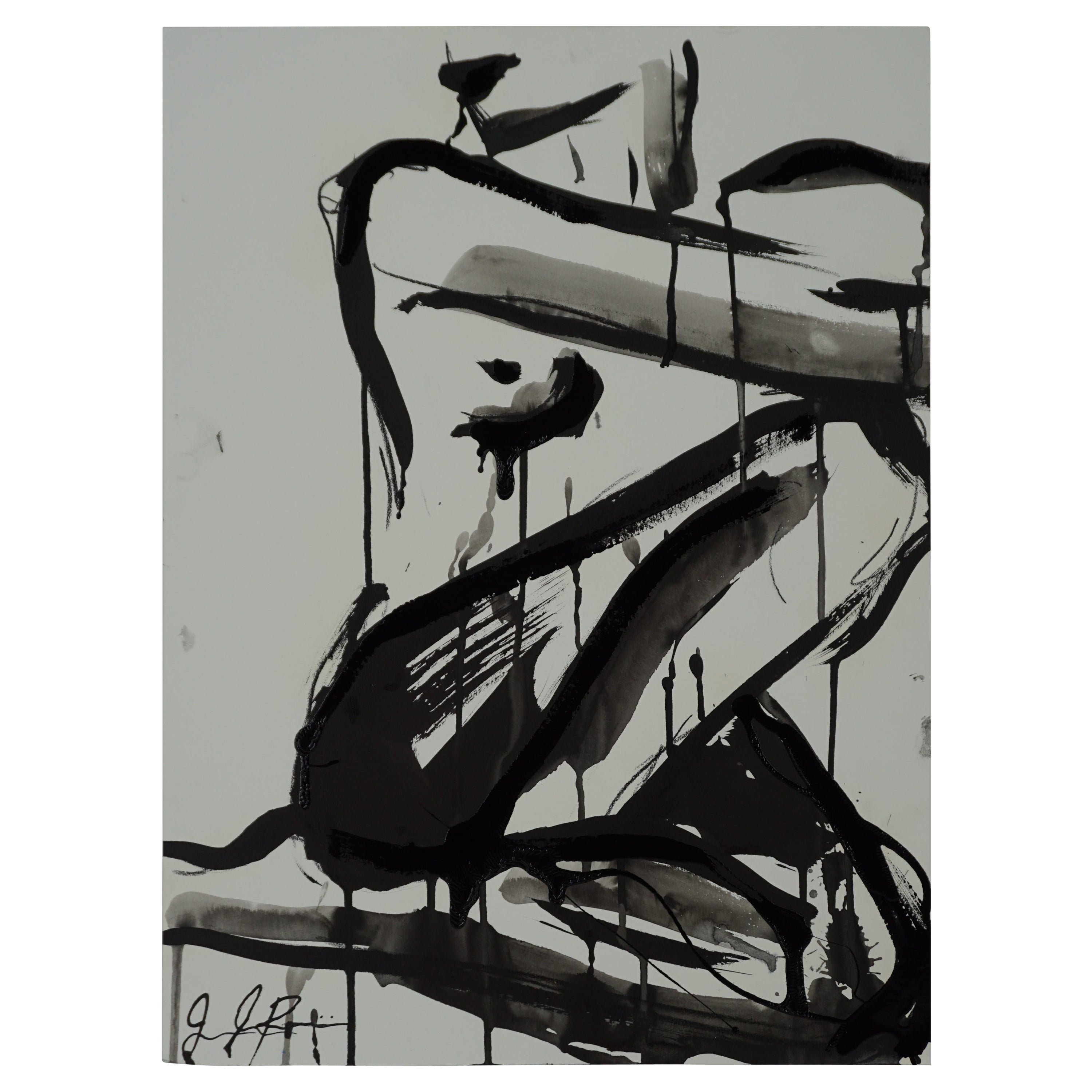 Nude Painting by Jenna Snyder-Phillips, Black Ink Drawing on Paper, No Frame For Sale