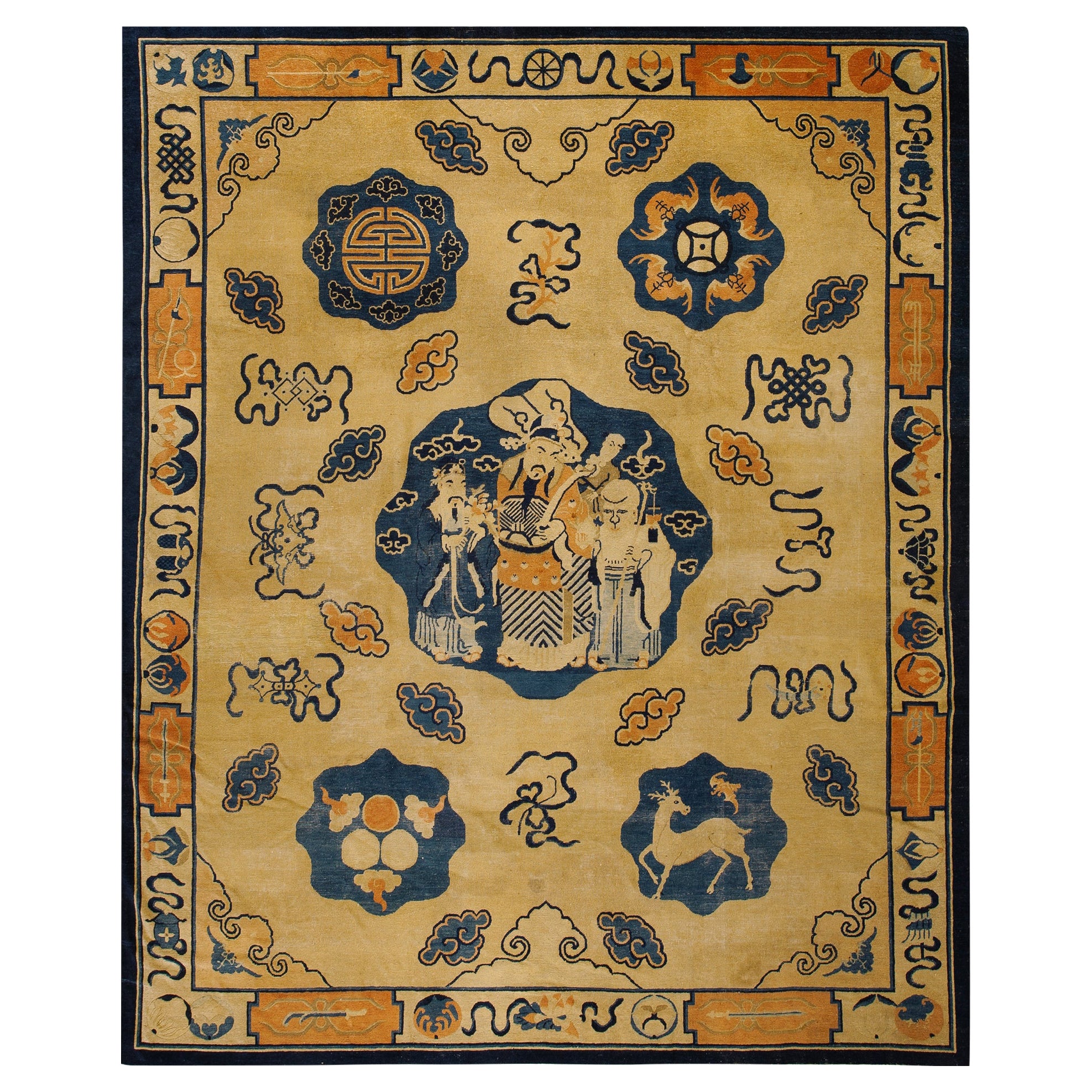 Antique Peking Chinese Rug 7' 9" x 9' 4"  For Sale