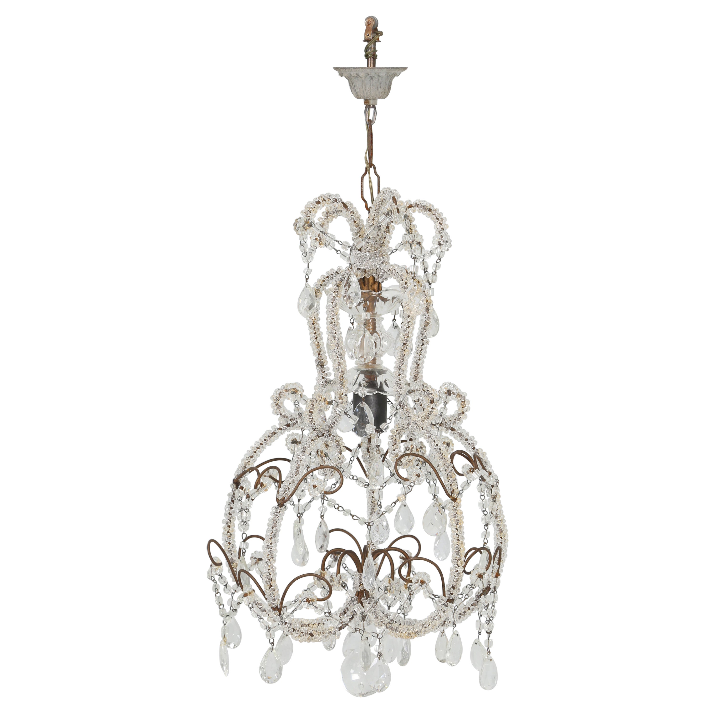 Vintage Italian Gilded Chandelier in a Small