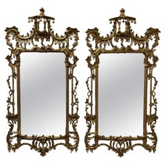 1970s Chippendale Gilt Style Wall Mirrors, a Pair