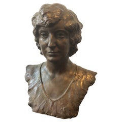 Vintage 1930s Bronze Bust of Woman