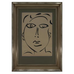 Painting by Peter Keil, C 1962, on Paper, New Wood Silver Frame with Linen Mat