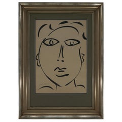 Painting by Peter Keil, New Wood Silver Frame with Linen Mat, Modern Art, C 1962