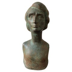 Vintage 1940s Bronze Female, bust