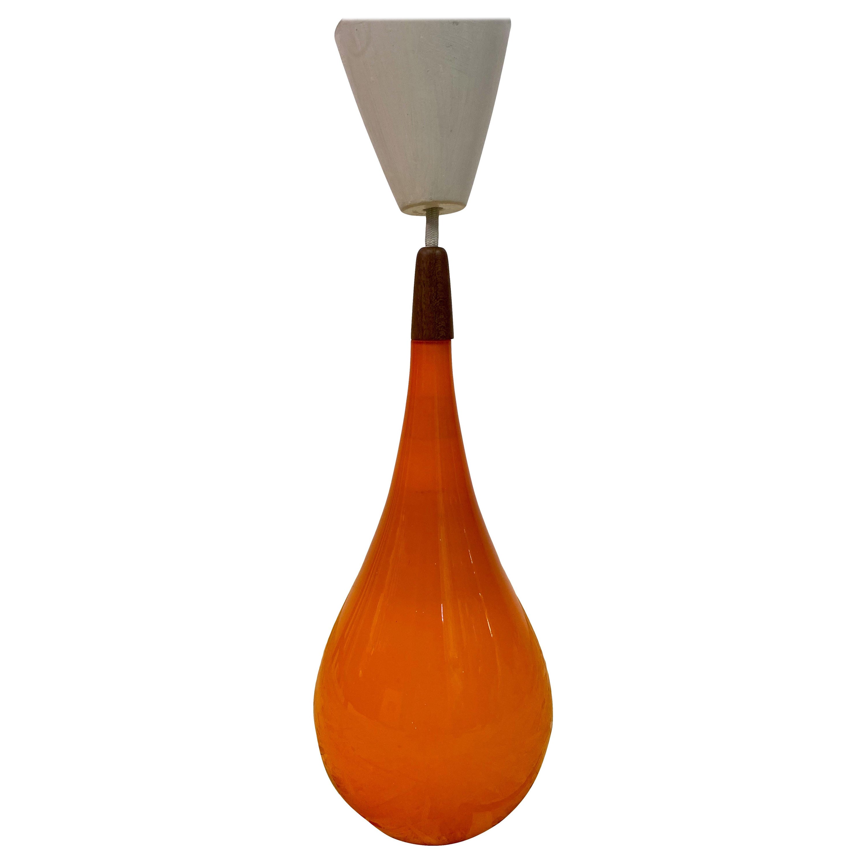 1960s Danish Orange Glass Pendant by Holmegaard For Sale