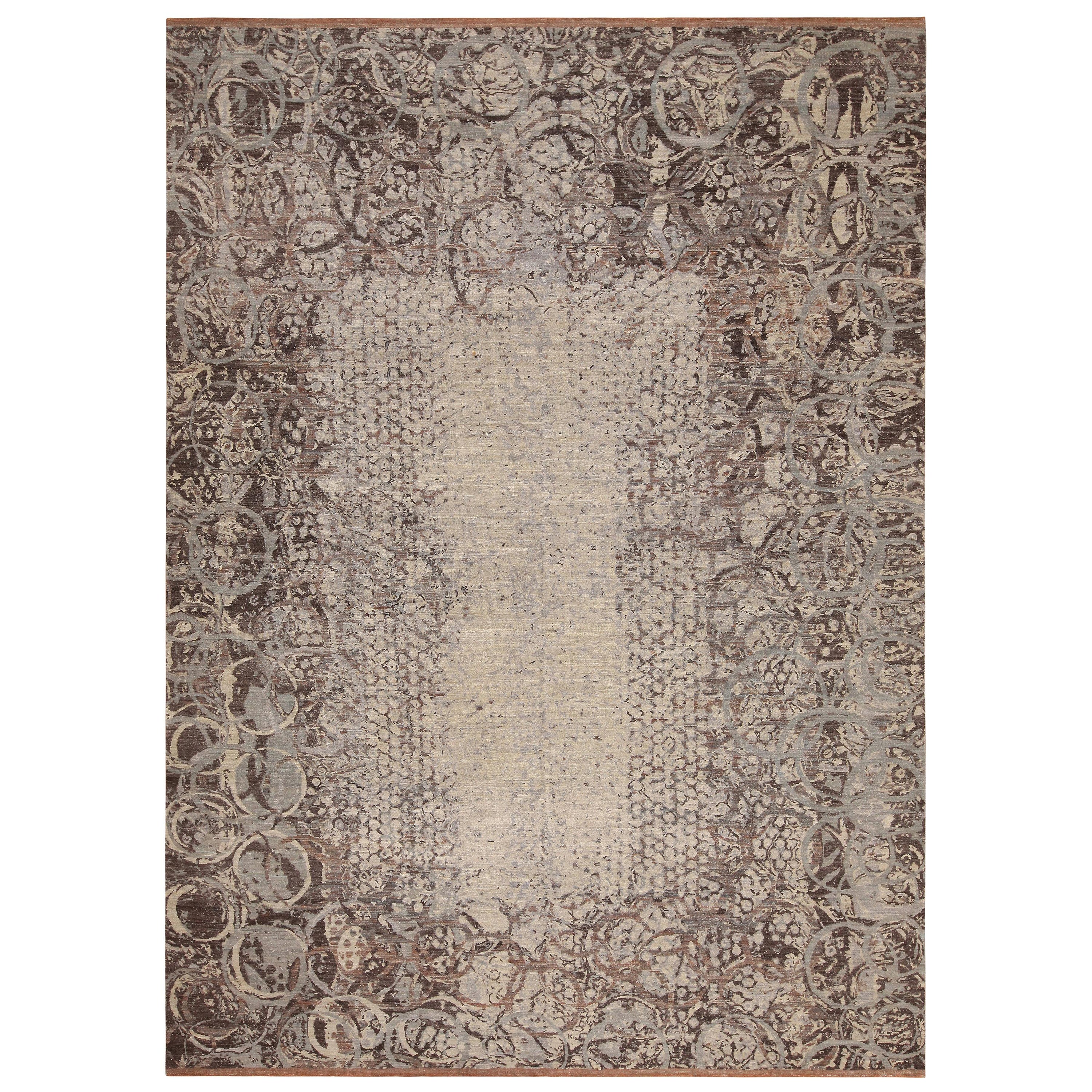 Nazmiyal Collection Nature Inspired Modern Transitional Rug. 9 ft x 12 ft 4 in For Sale