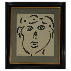 Painting by Peter Keil, C 1987, "the Lady", Black & White, Acrylic, Wood Frame