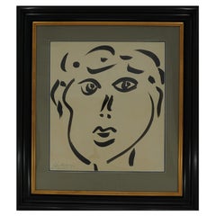 Painting by Peter Keil, "the Lady", Black & White, Acrylic, Wood Frame, C 1987