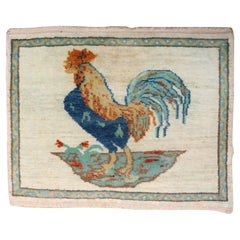 Vintage Turkish Rooster Rug