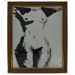 Nude Painting by Jenna Snyder-Phillips, 2012, Ink on Paper, with Gold Frame
