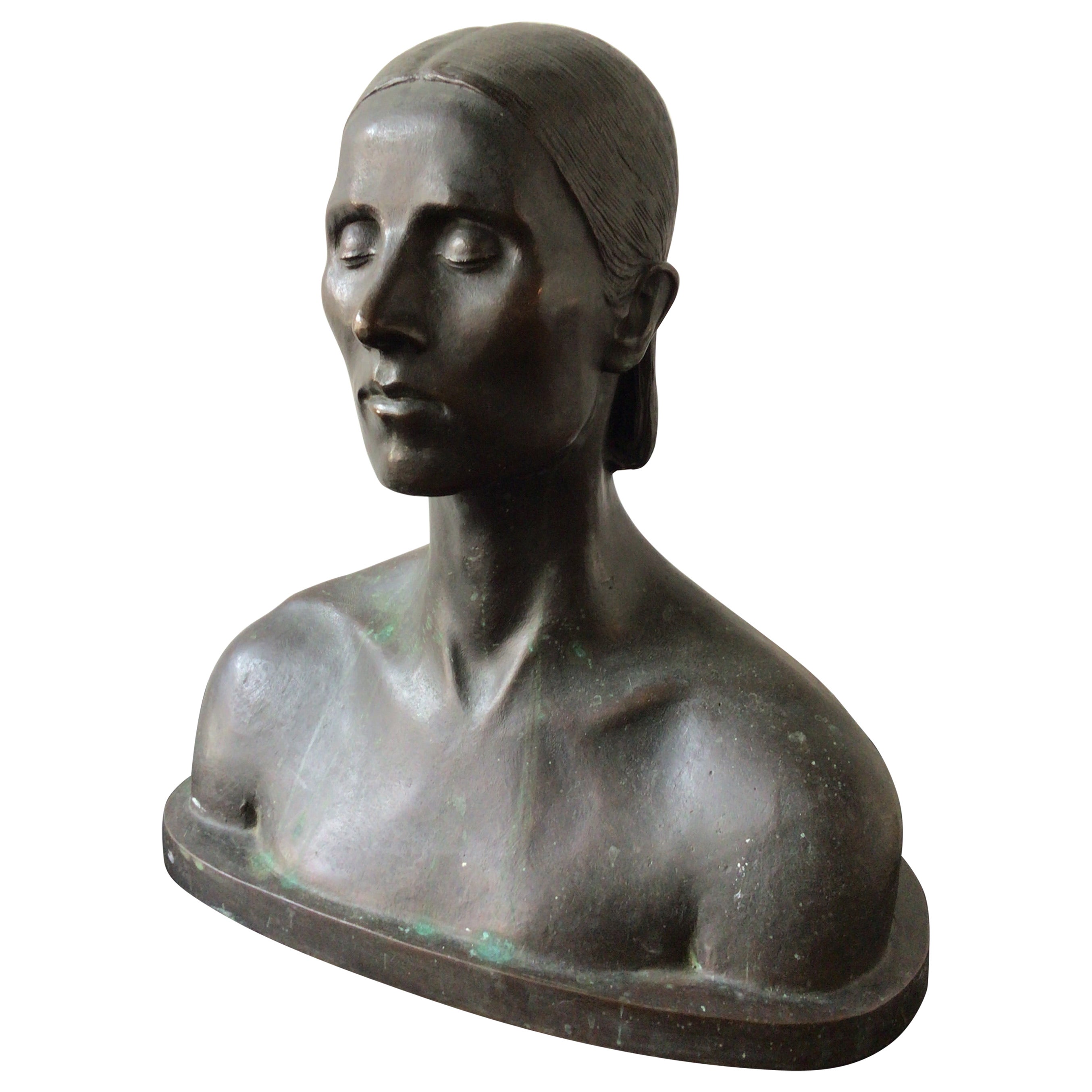 1940s Bronze Bust of Woman