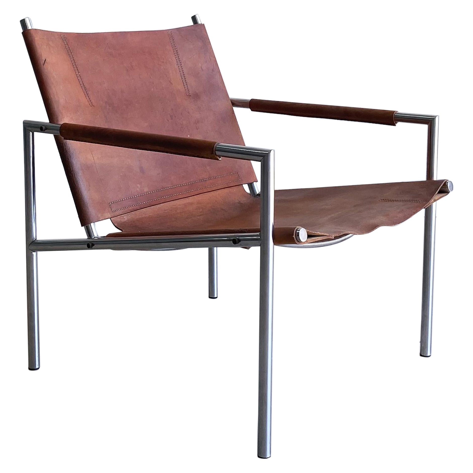 Mid-Century Modern Martin Visser Leather Lounge Chair, 1960’s For Sale
