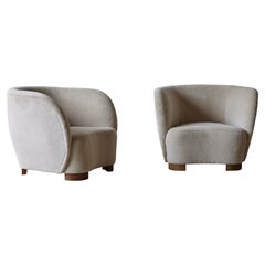 Armchairs in the Style of Flemming Lassen / Viggo Boesen, Pure Alpaca Upholstery