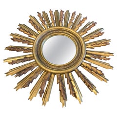 Gold Gilt Starburst Framed Mirror, Spain, 1920s