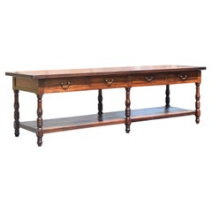 Antique French Louis Philippe Period Large Walnut 4 Drawer Table de Drapiers, ca. 1835