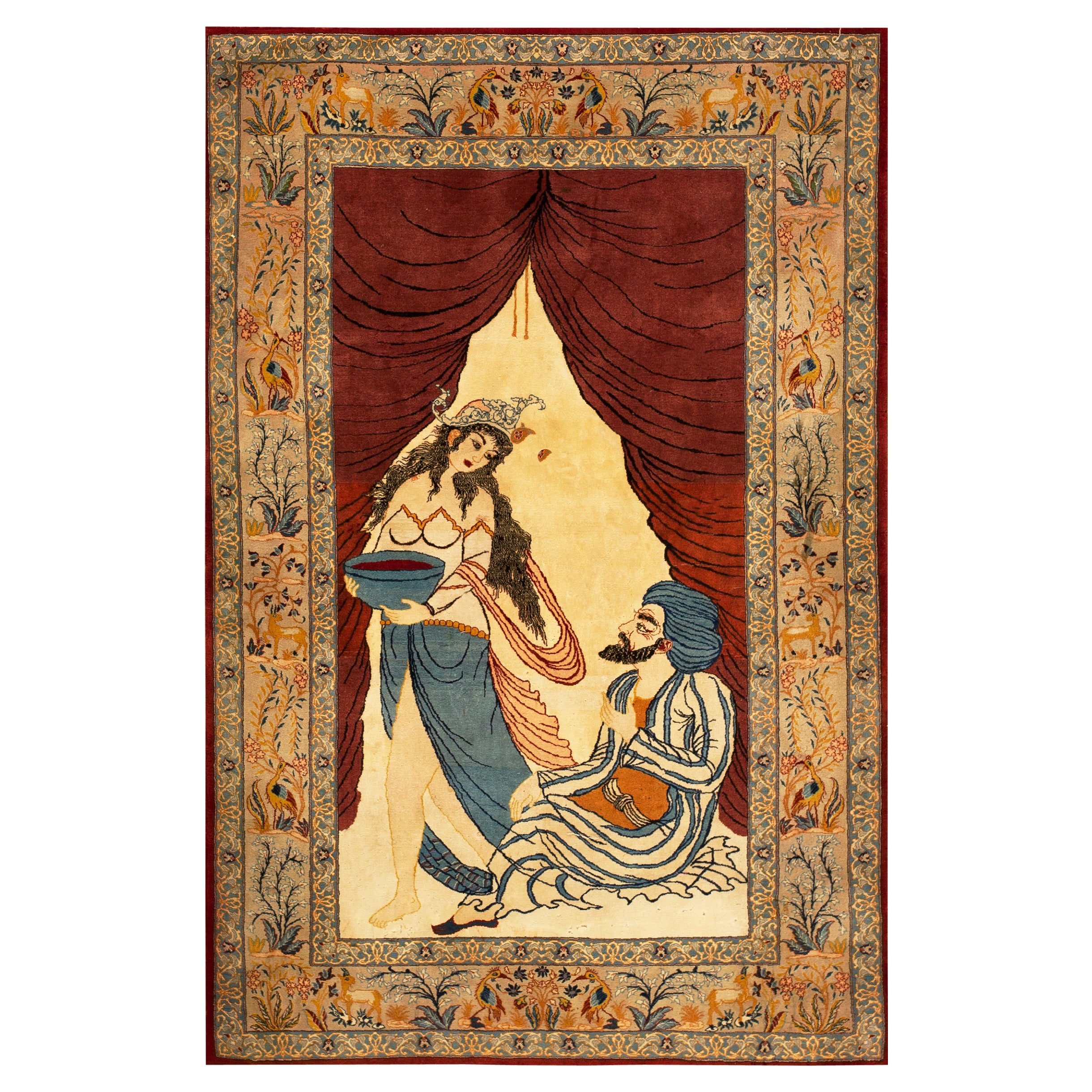 Persischer Isfahan-Teppich aus der Mitte des 20. Jahrhunderts ( 3 5" x 5'2" - 105 x 157)  im Angebot
