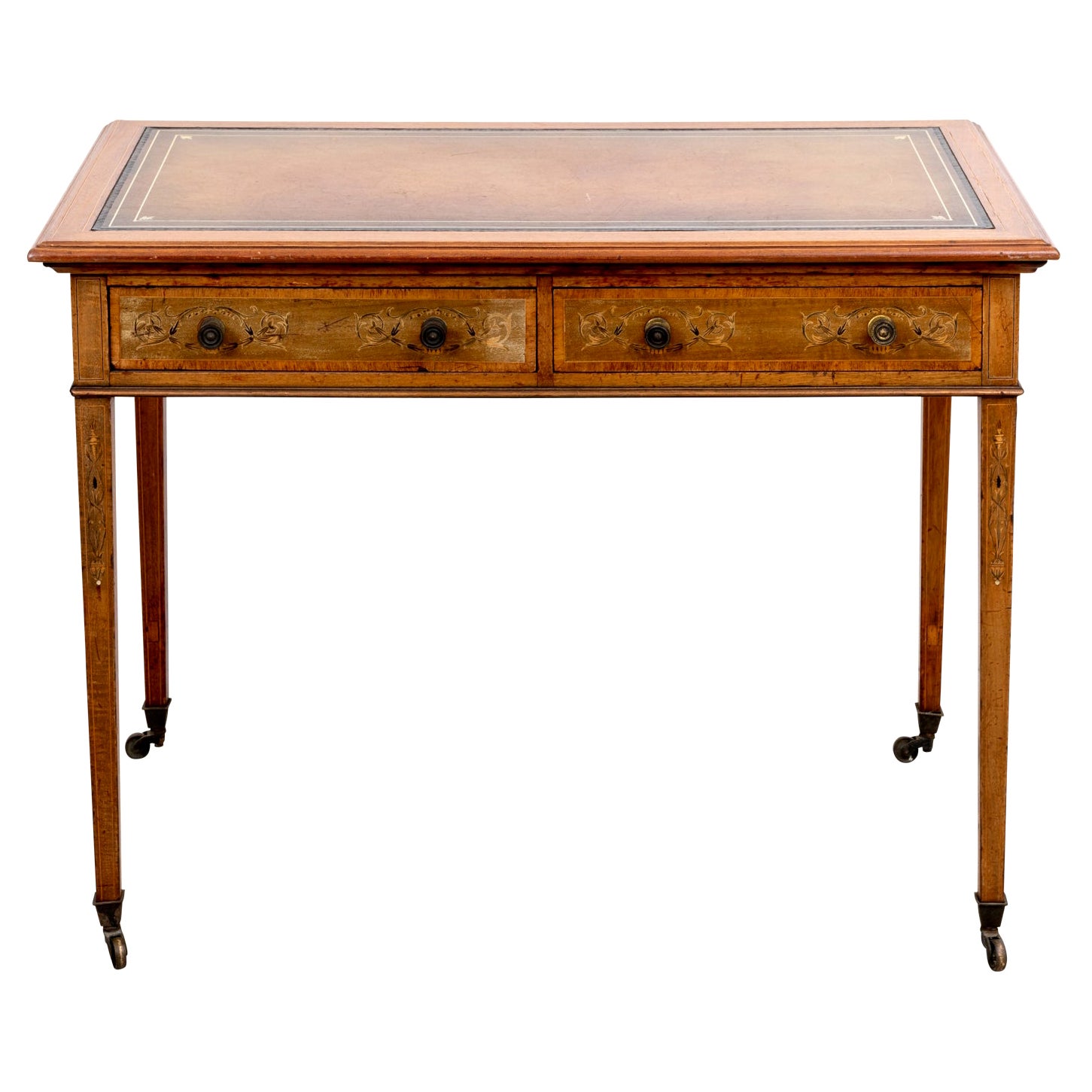 Steel and Bronze Dore Writing Desk with Leather Top by John Vesey at