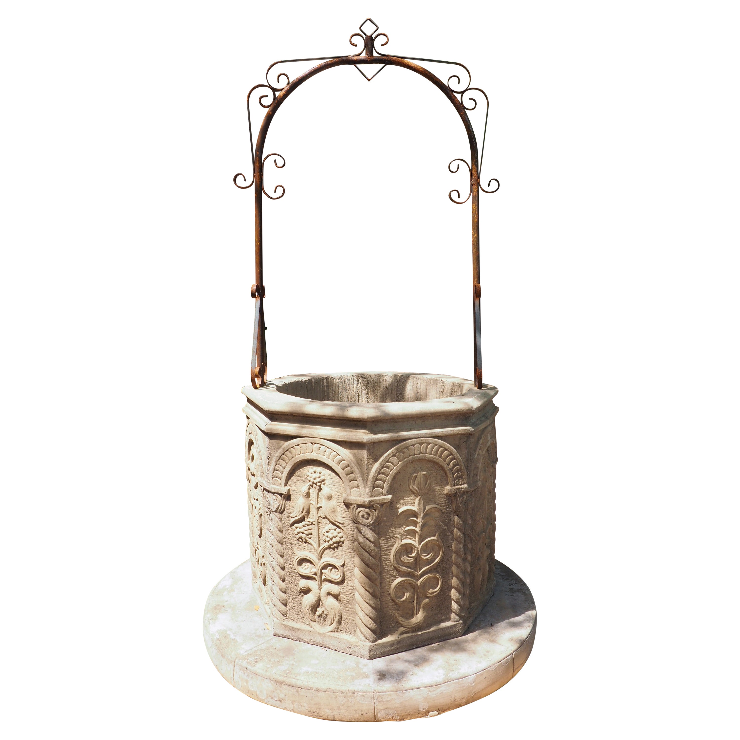Medieval Veneto-Byzantine Style Cast Well Head with Iron Overthrow