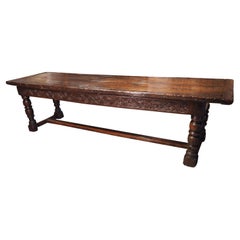 A Long 17th Century Carved Oak Baluster Leg Table from Flanders