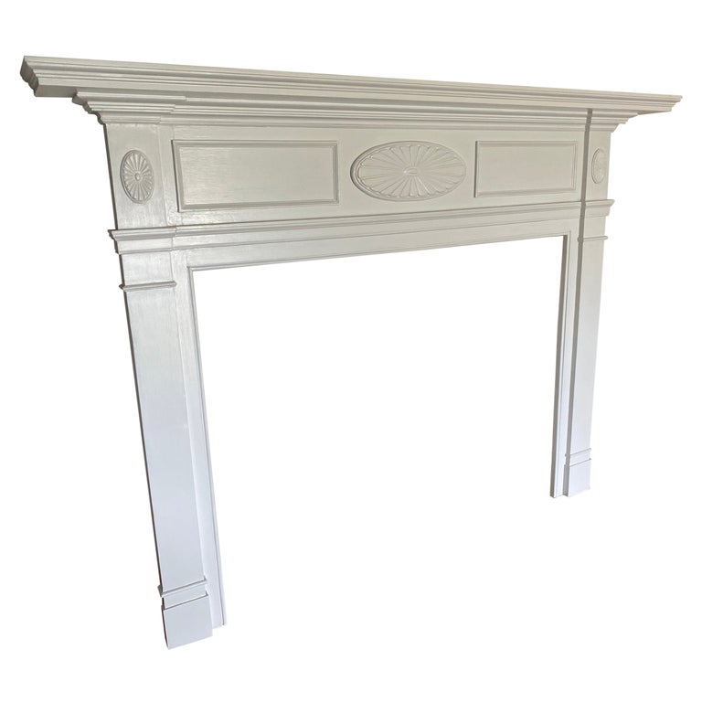 Antique Painted Wood Fireplace Mantel For Sale