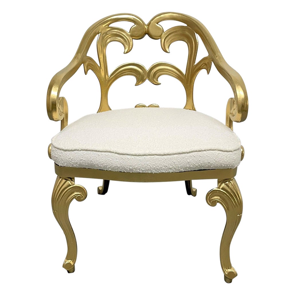 Hollywood Regency Decorative Armchair w/ Bouclé Seat For Sale