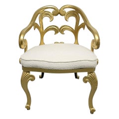 Hollywood Regency Decorative Armchair w/ Bouclé Seat
