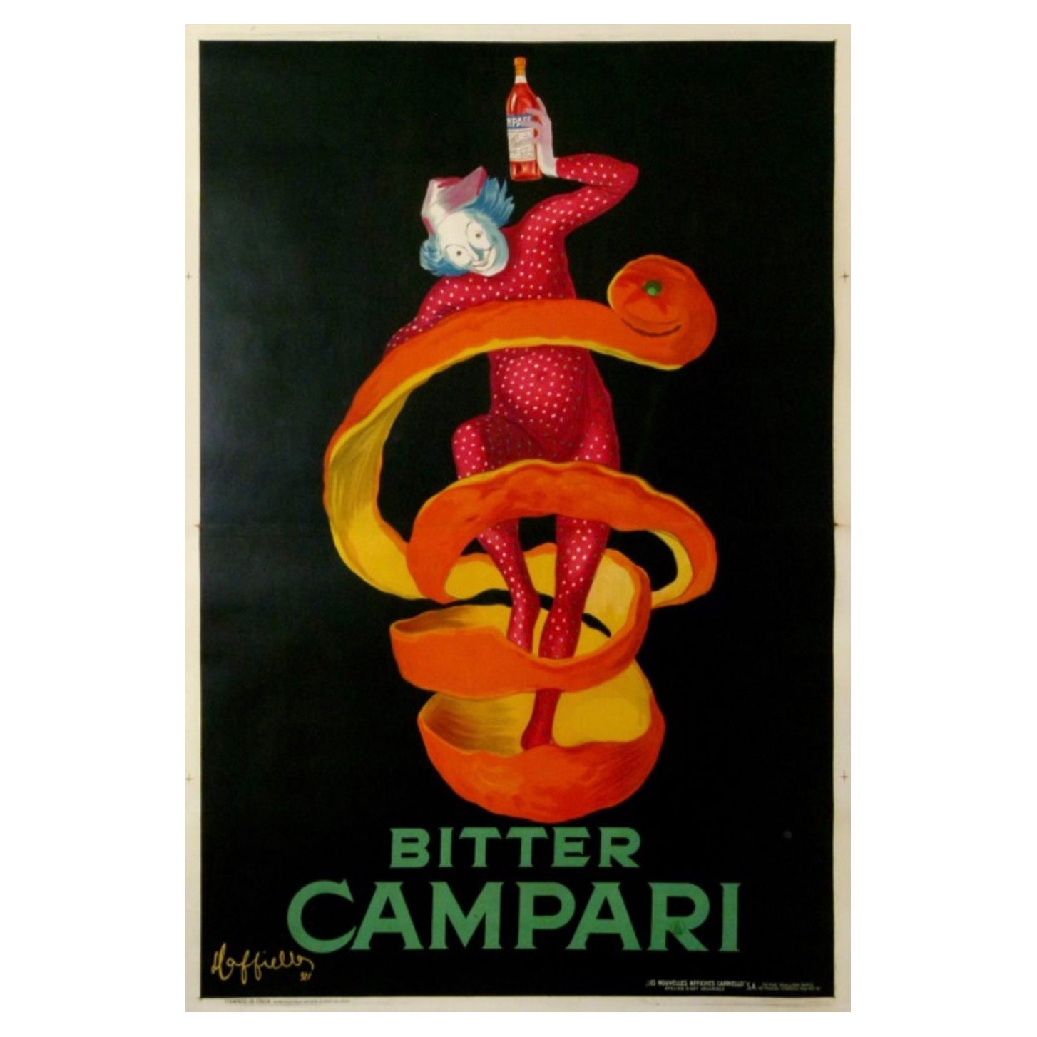 Affiche vintage originale Bitter Campari Spiratello Cappiello 1921 surdimensionnée