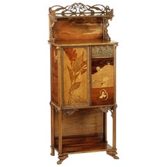 French Art Nouveau-Style Inlaid Cabinet by Emile Gallè