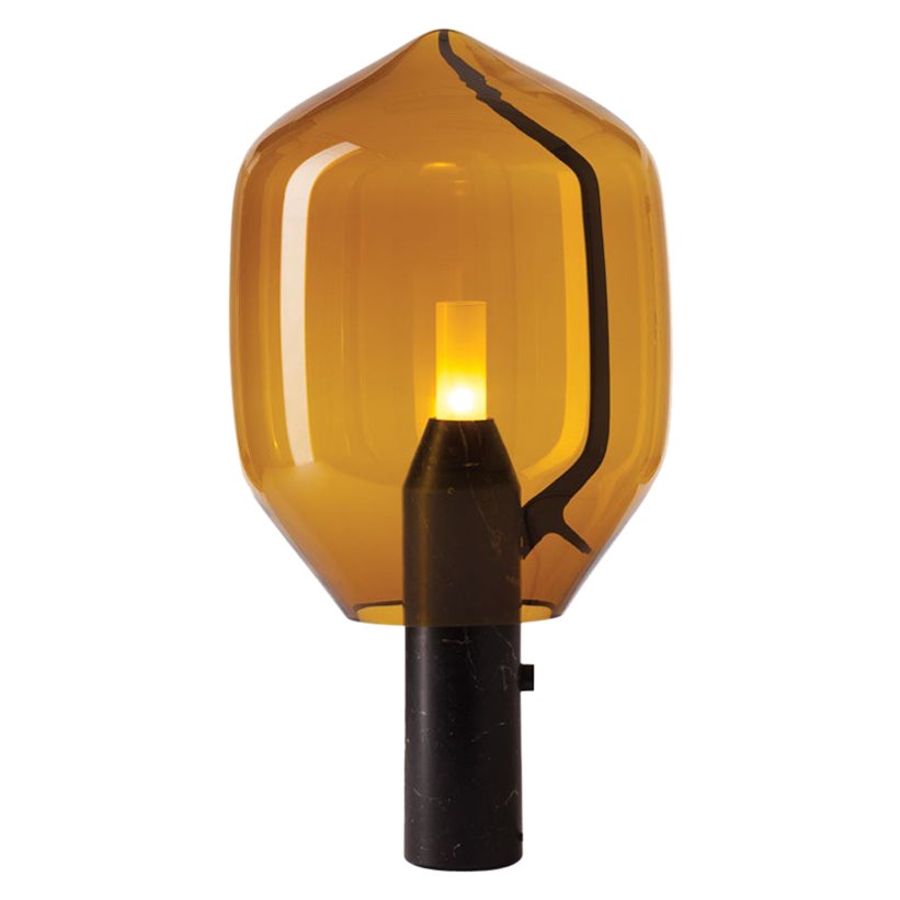 Lighthouse T1 Table Light Amber Blown Glass Shade by Established & Son For Sale