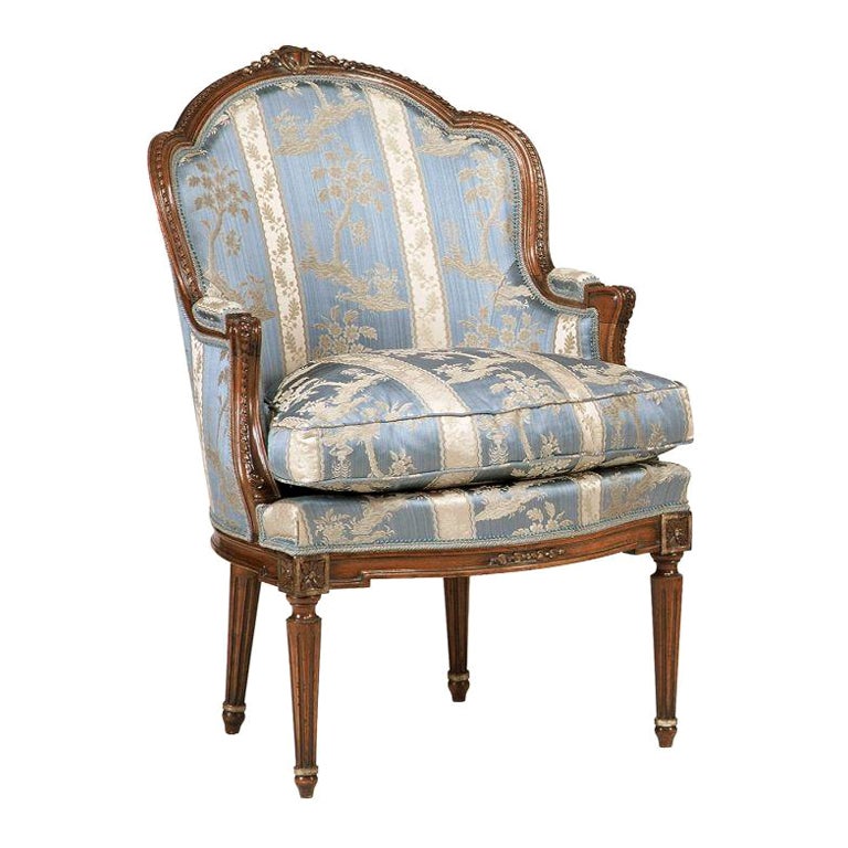 Upholstered Louis XVI Style Bergère Armchair For Sale at 1stDibs