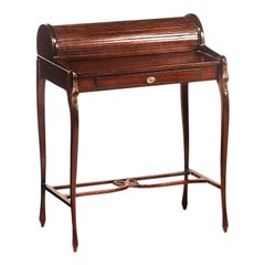 French Empire-Style Roll-Top Mahogany Writing Desk
