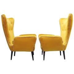 Ensemble de deux fauteuils jaunes, Emilio Sala, Giorgio Maldini