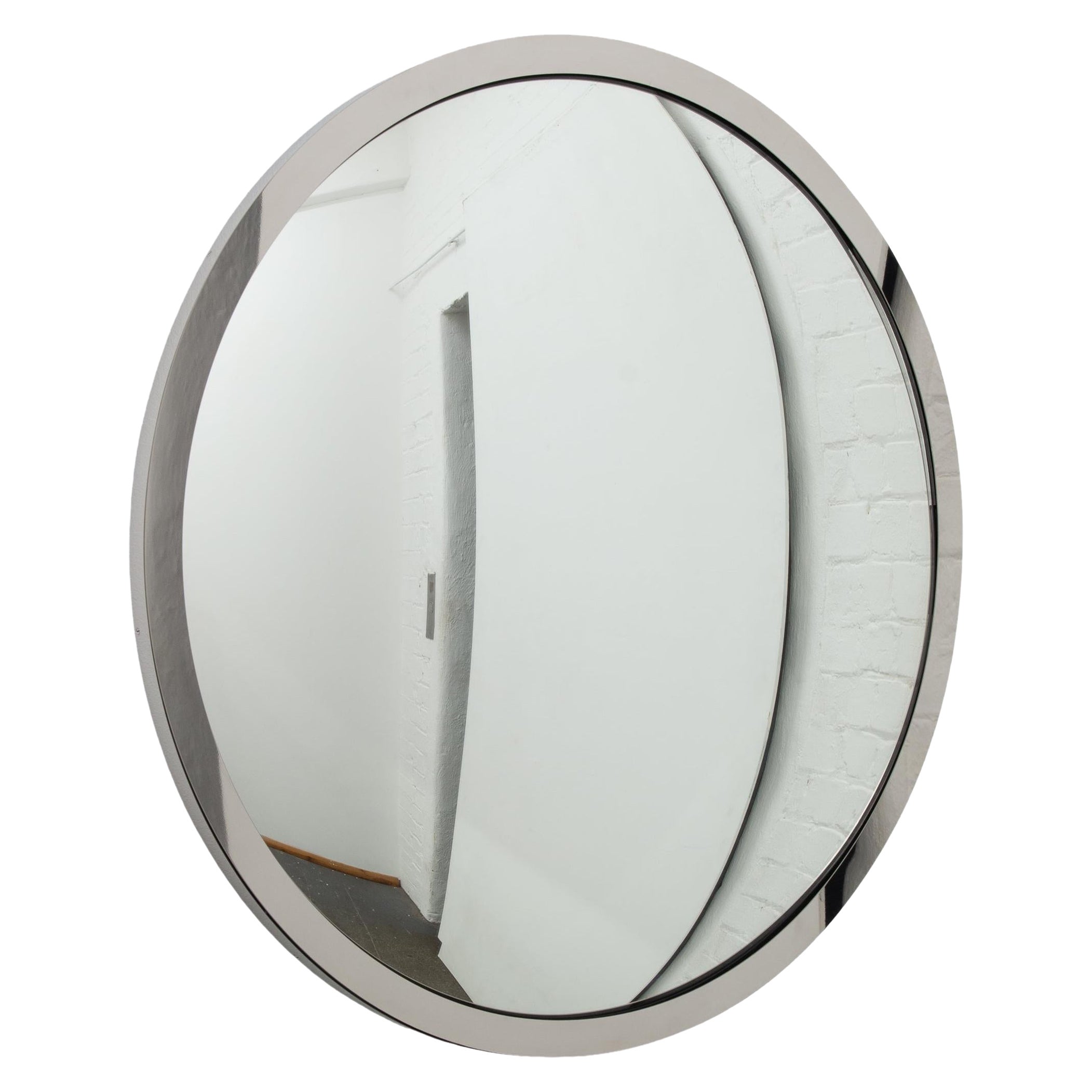 In Stock, Orbis Round Convex Mirror with Stainless Steel Frame, Large