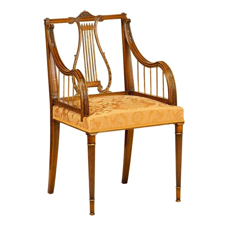 Gilt Lyre Chair For Sale at 1stDibs