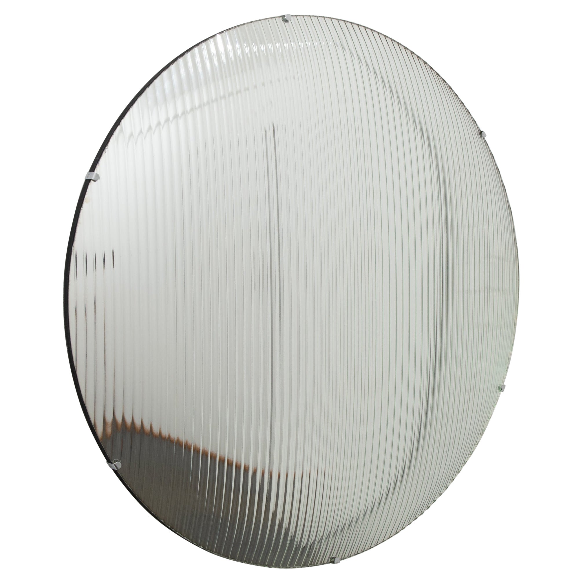 In Stock Orbis Convex Reeded Glass Handcrafted Frameless Mirror with Clips