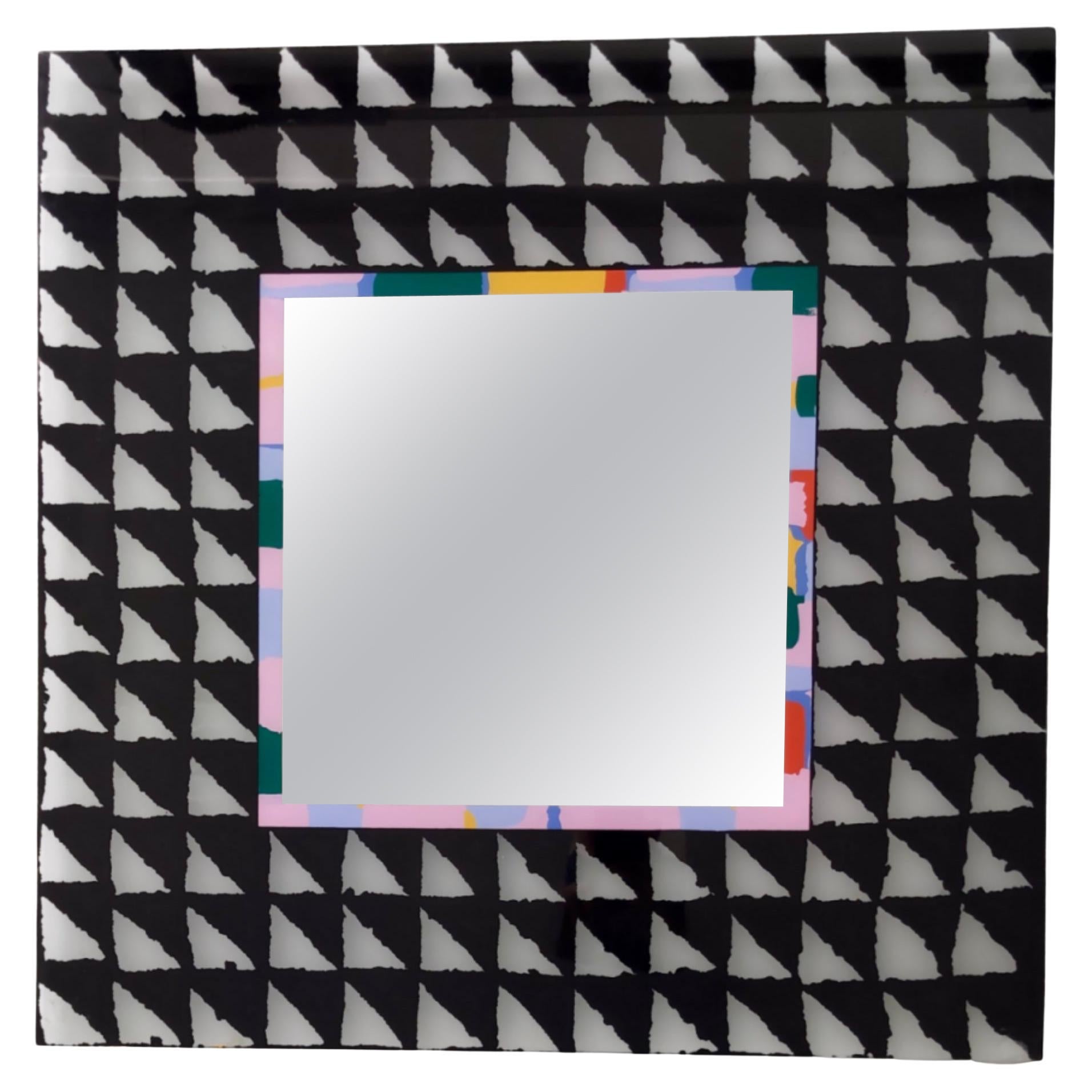 Square Mirror Model "Optical" Designed by Alessandro Mendini for Glas, Italy