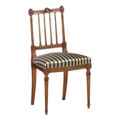 Louis XVI-Style Striped-Cushion Beech Chair