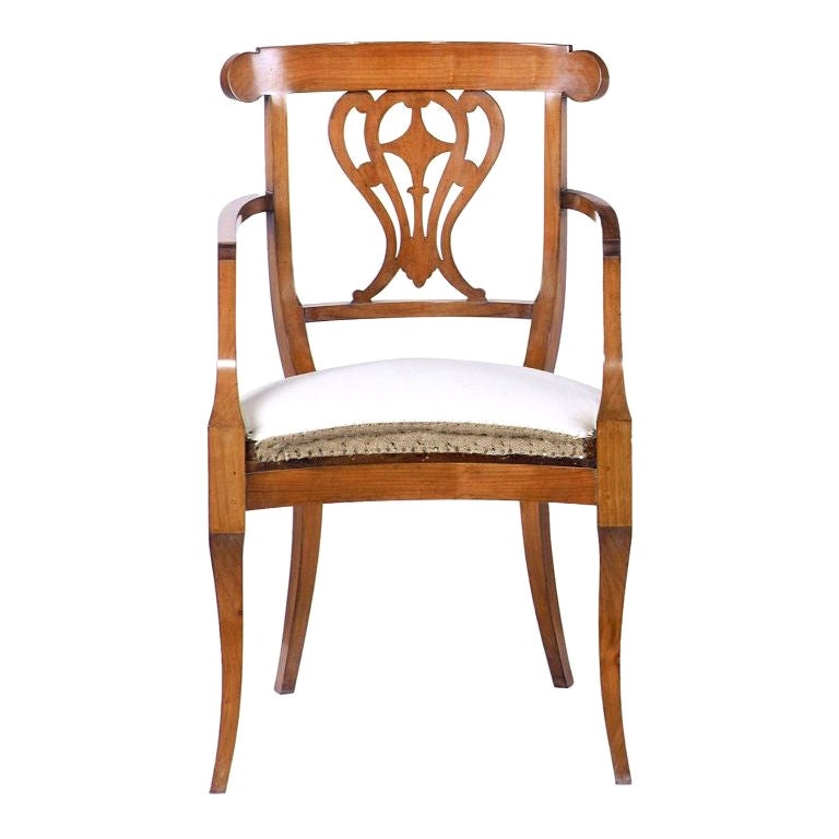 French Empire-Style Cherry Chair With Arms