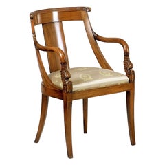 French Empire-Style Cushioned Beech Chair
