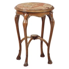 French Art Nouveau-Style Round Side Table with Macchiavecchia Top