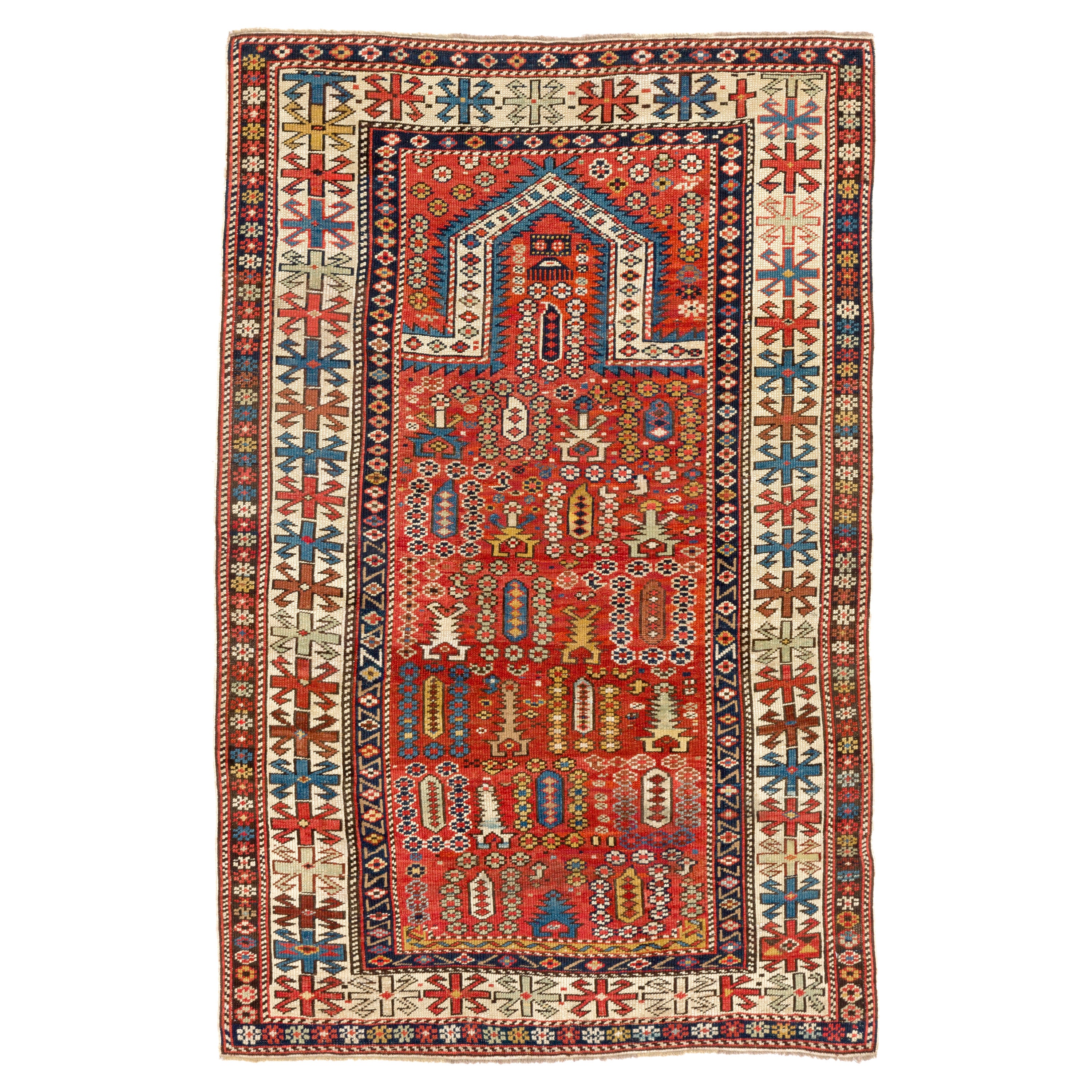 3' x 4'9'' Antique Caucasian Shirvan Prayer Rug