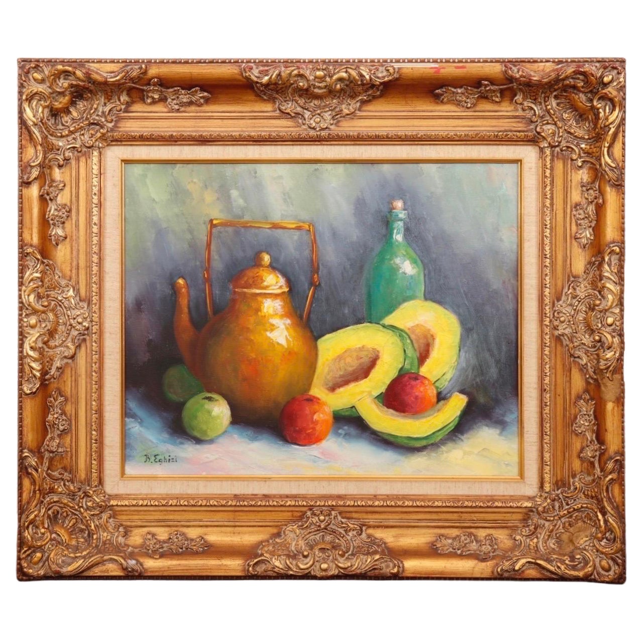 Still Life Oil on Canvas in Gilt Frame