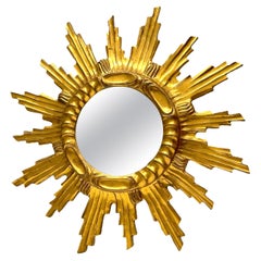Beautiful Starburst Sunburst Mirror Gilded Composition & Wood, Italy, 1960s
